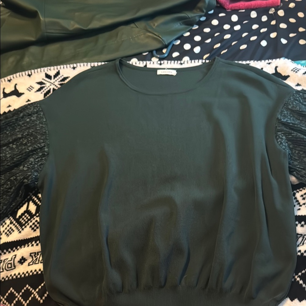 Green Sleeveless Ruched Sweatshirt Top